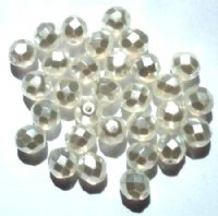 25 8mm Faceted White Pearl Glass Firepolish Beads